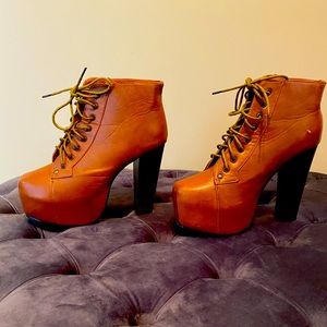 Cognac Platform Booties